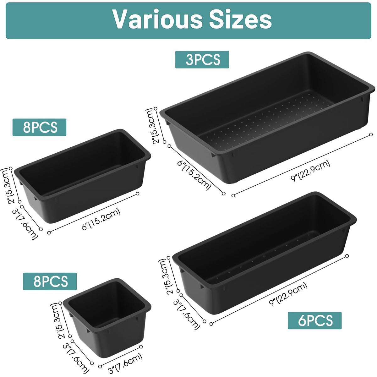 25 PCS Plastic Drawer Organizer Set, Makeup Organizers and Storage Bins