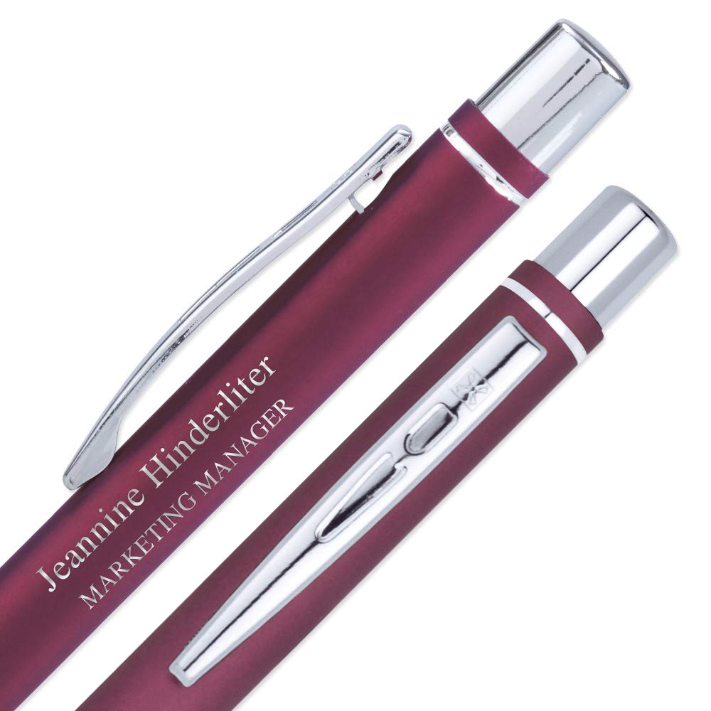 10 Custom Laser-Engraved Metal Ballpoint Gel Ink Pens - Free Personalization - Great for Birthdays