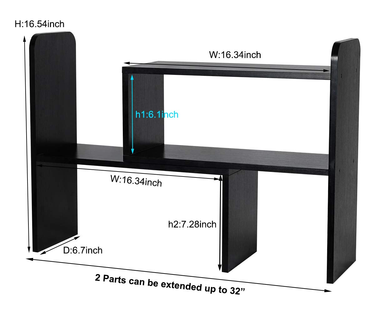 PAG-Mass Desktop Bookshelf Freestanding Wooden Countertop Bookcase Accessories Organizer Display