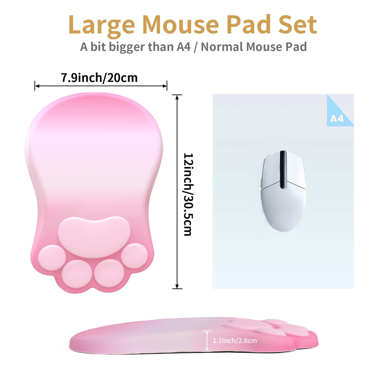 L-SPOUTTO Ergonomic Mouse Pad with Wrist Rest,Pink Mouse Pad Wrist Support