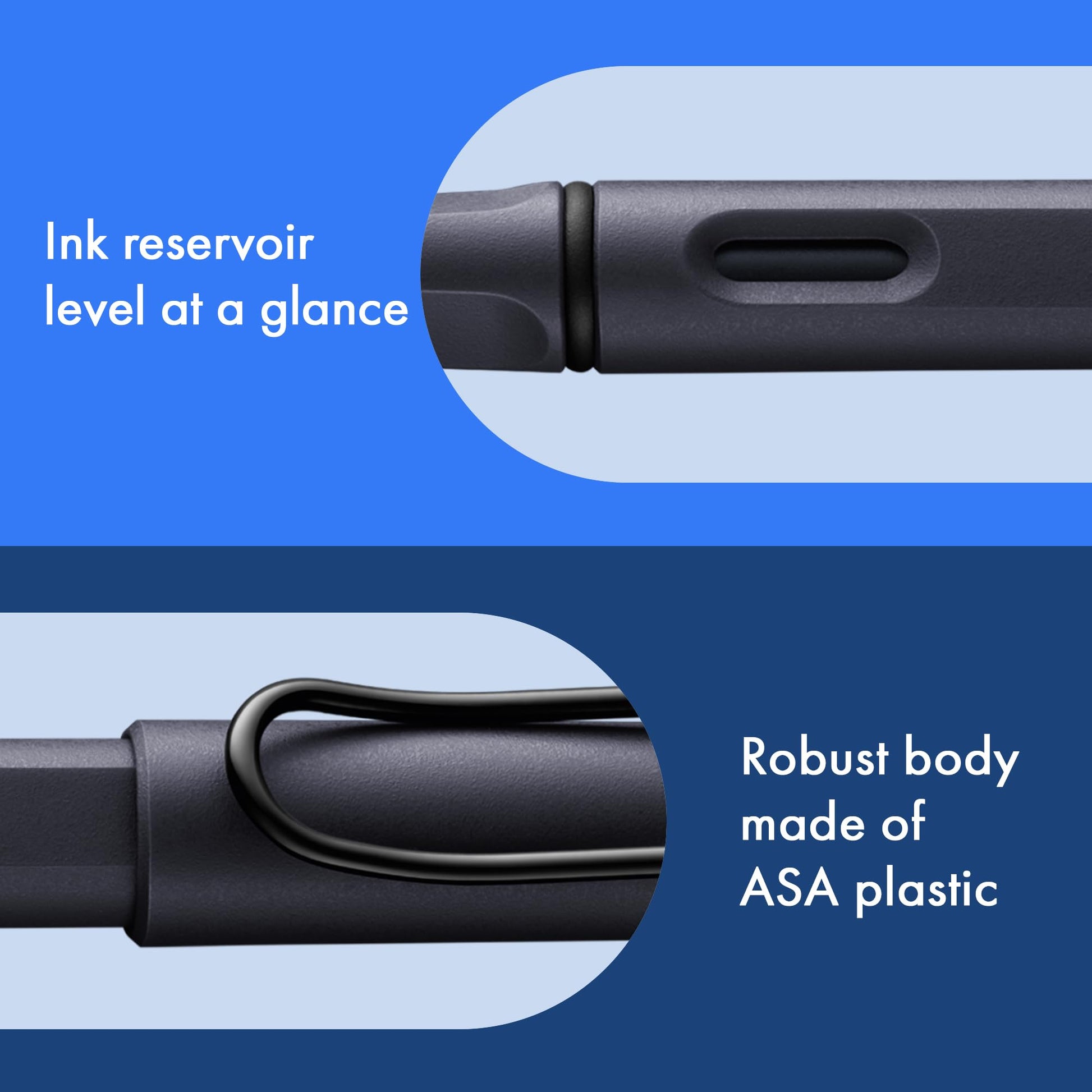 LAMY safari steel black - Fountain Pen with ergonomic grip & polished steel nib in size M - ideal