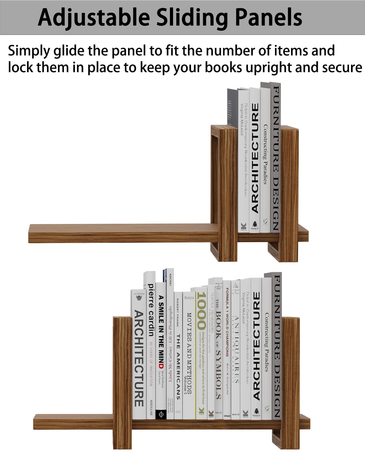 100% Solid Wood Adjustable Desktop Bookshelf, Retro Tabletop Bookshelf, Desk Shelf Holder for