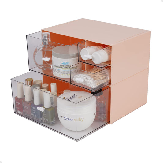 OSteed Stackable Storage Drawers, Office Desk Organizer with 4 Mix Drawers