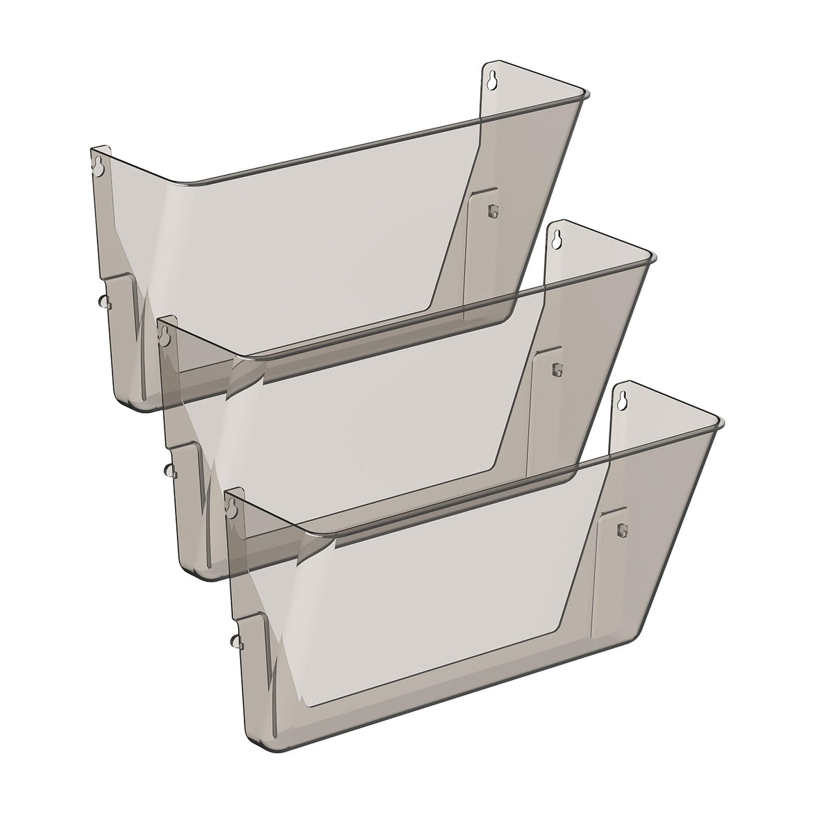 Gawerk Clear Acrylic Single Pocket, Plastic Hanging Wall Mount File Holder for Office Home (Gray, 3