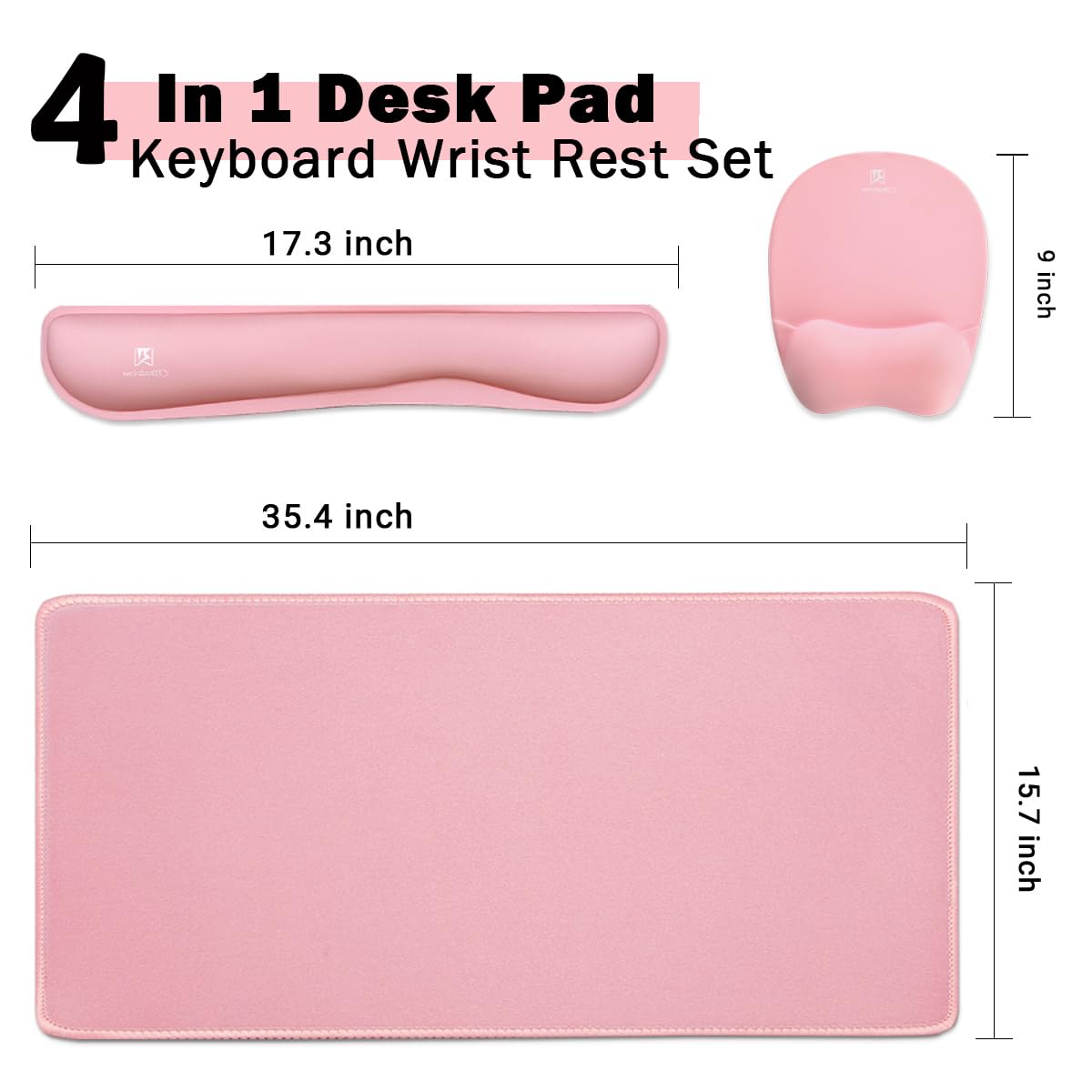 Keyboard Wrist Rest Large Mouse Pad Wrist Support for Computer, 4 in 1 Memory Foam Keyboard Pad