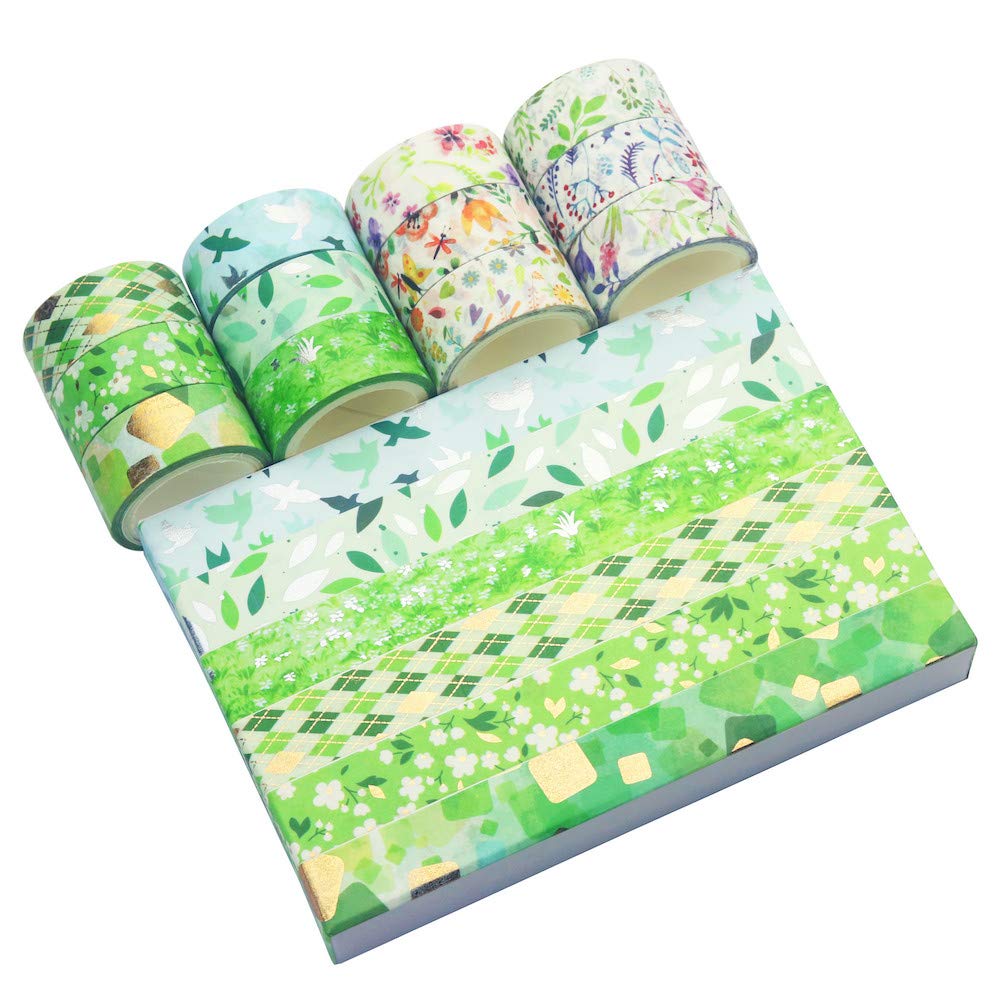 YUBBAEX Poetic Gold Washi Tape Set VSCO Floral Silver Foil Masking Tape Decorative for Arts, DIY