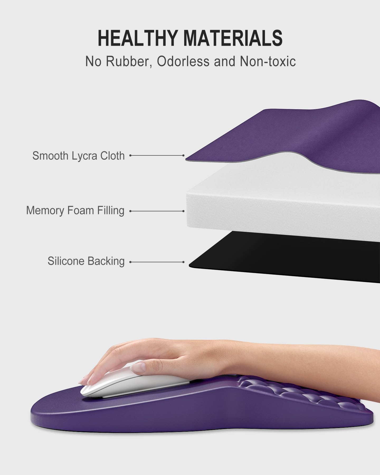 Auhoahsil Ergonomic Mouse Pad with Wrist Rest, Comfortable Slope Computer Mouse Mat with Wrist