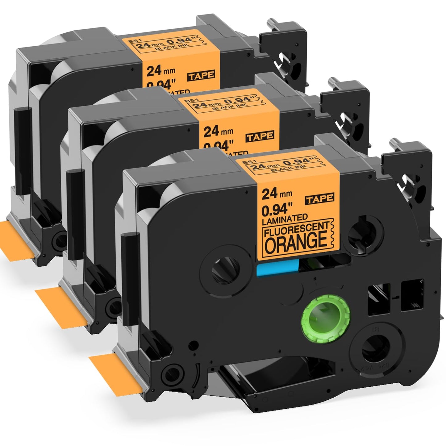 24mm 1" Black on Orange Label Tape Compatible with Brother P-Touch TZe-B51