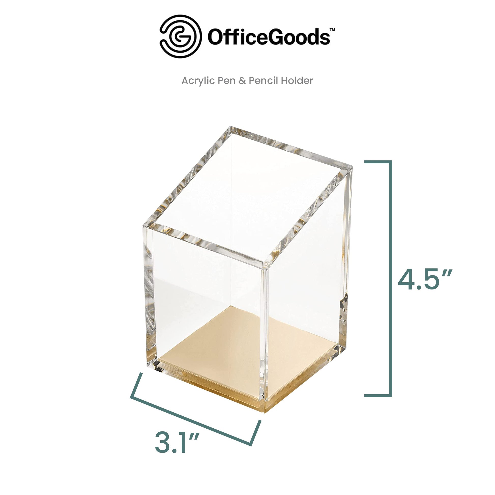 OfficeGoods Acrylic Pen and Pencil Holder, Gold
