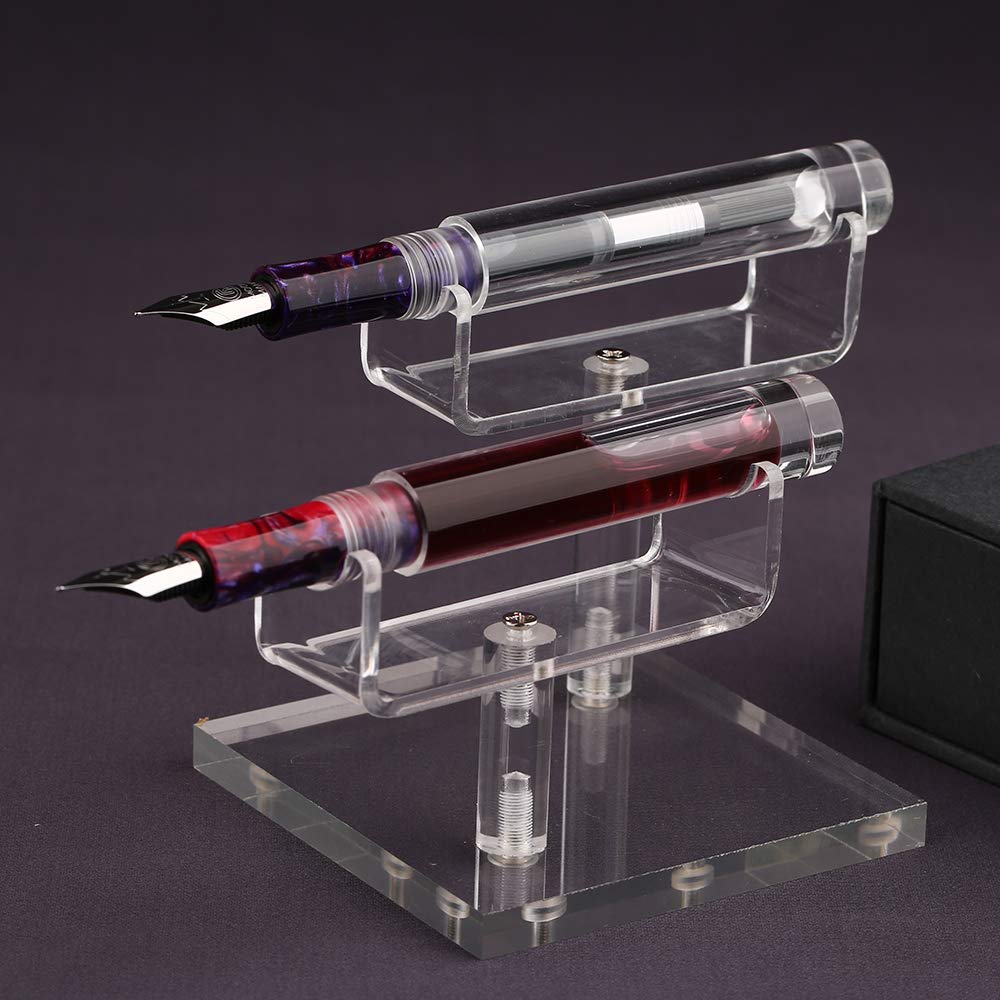 Lanxivi Majohn C1 Fountain Pen Fine Nib Clear Transparent Acrylic Resin, Mini Pocket Pen