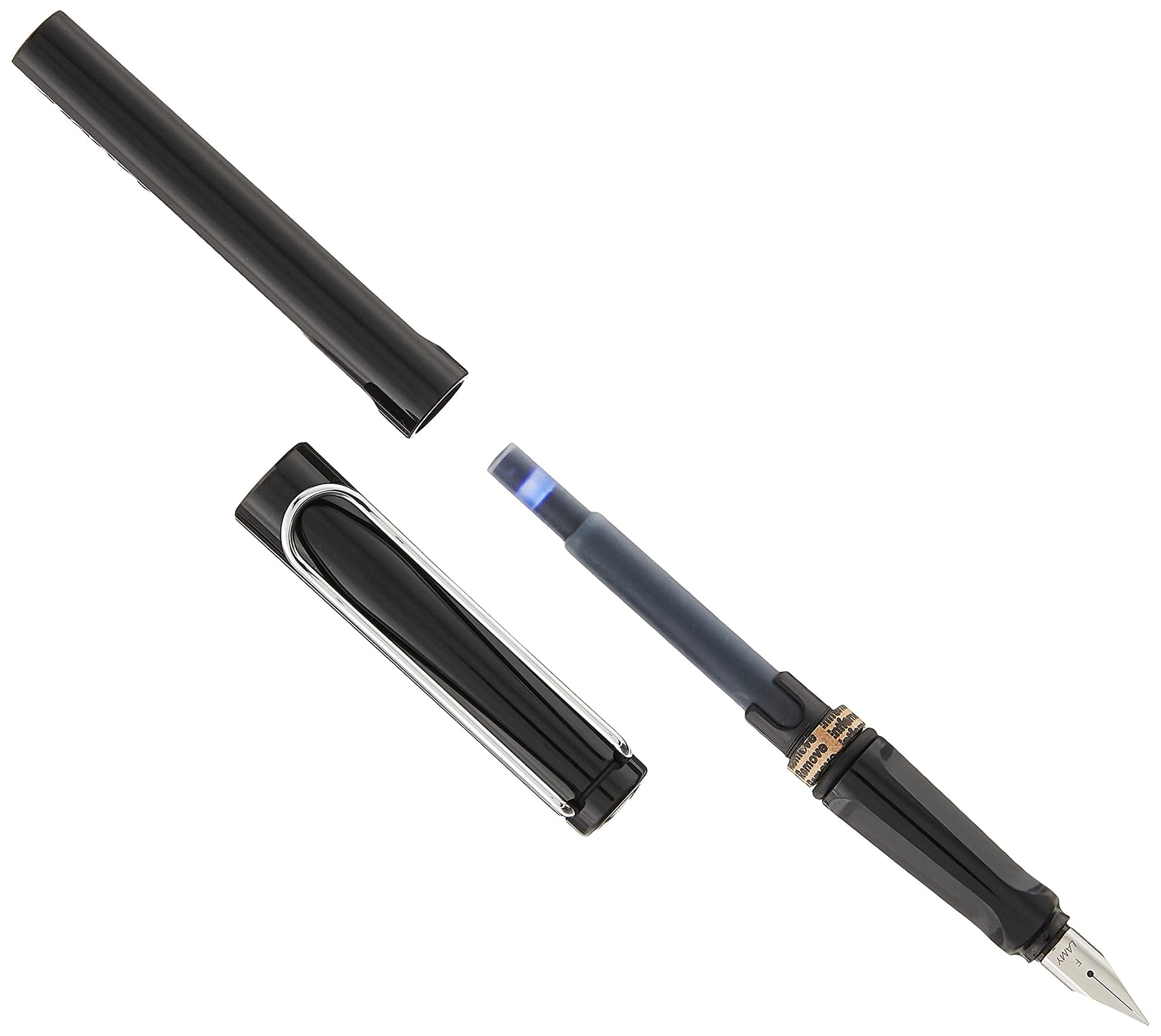 Lamy Safari Fountain Pen (19F) Black + 5 Black Ink Cartridges, (Model: L19BKF)