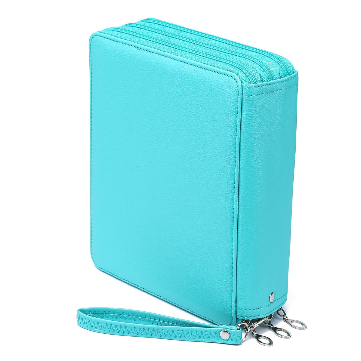 YOUNGCOL Deluxe PU Leather Colored Pencil Case - 120 Slots Pencil Holder with Handle Strap Large