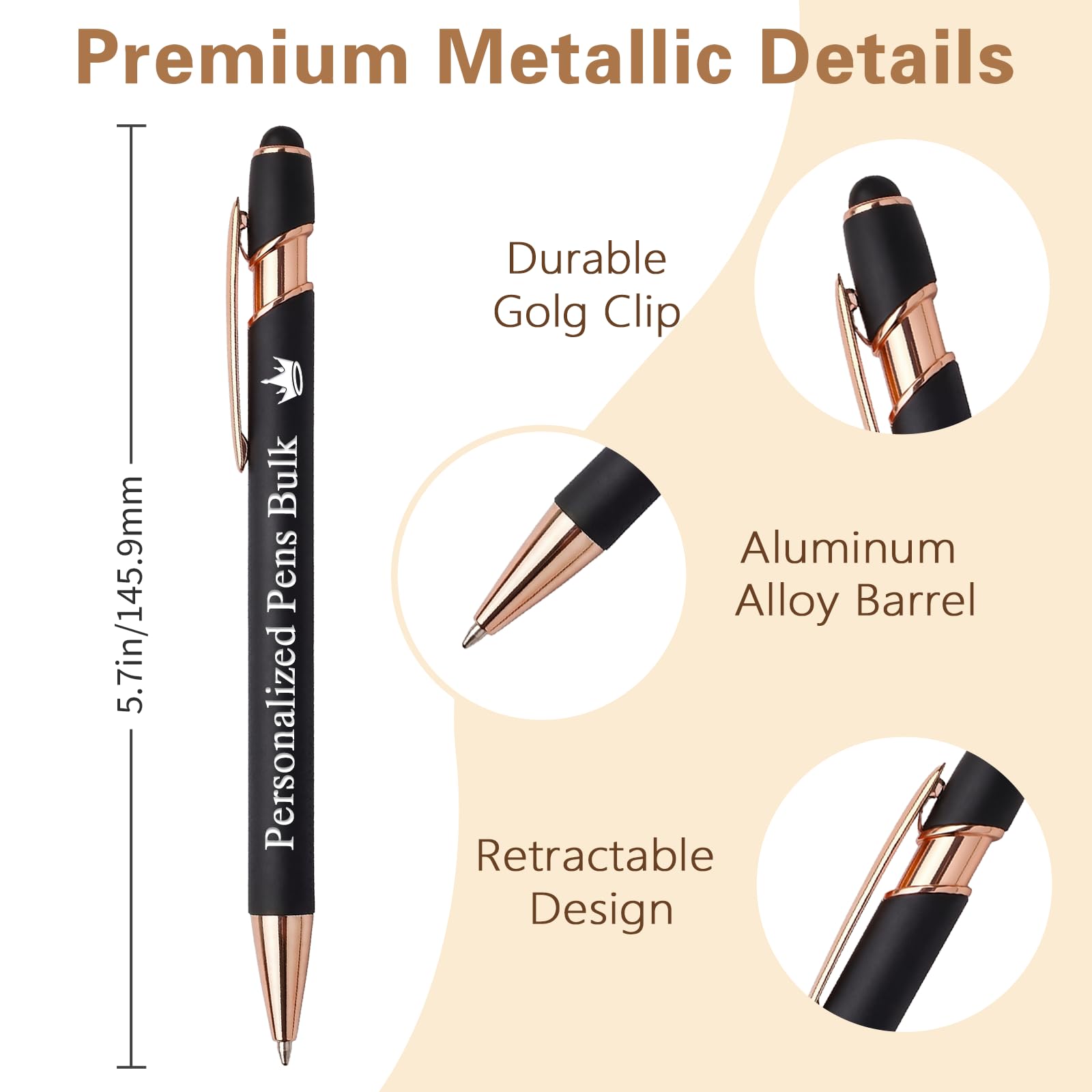 WNNNS Bulk Custom Pens Personalized, Up to 3000 PCS Customized Pens with Name & Logo, Retractable