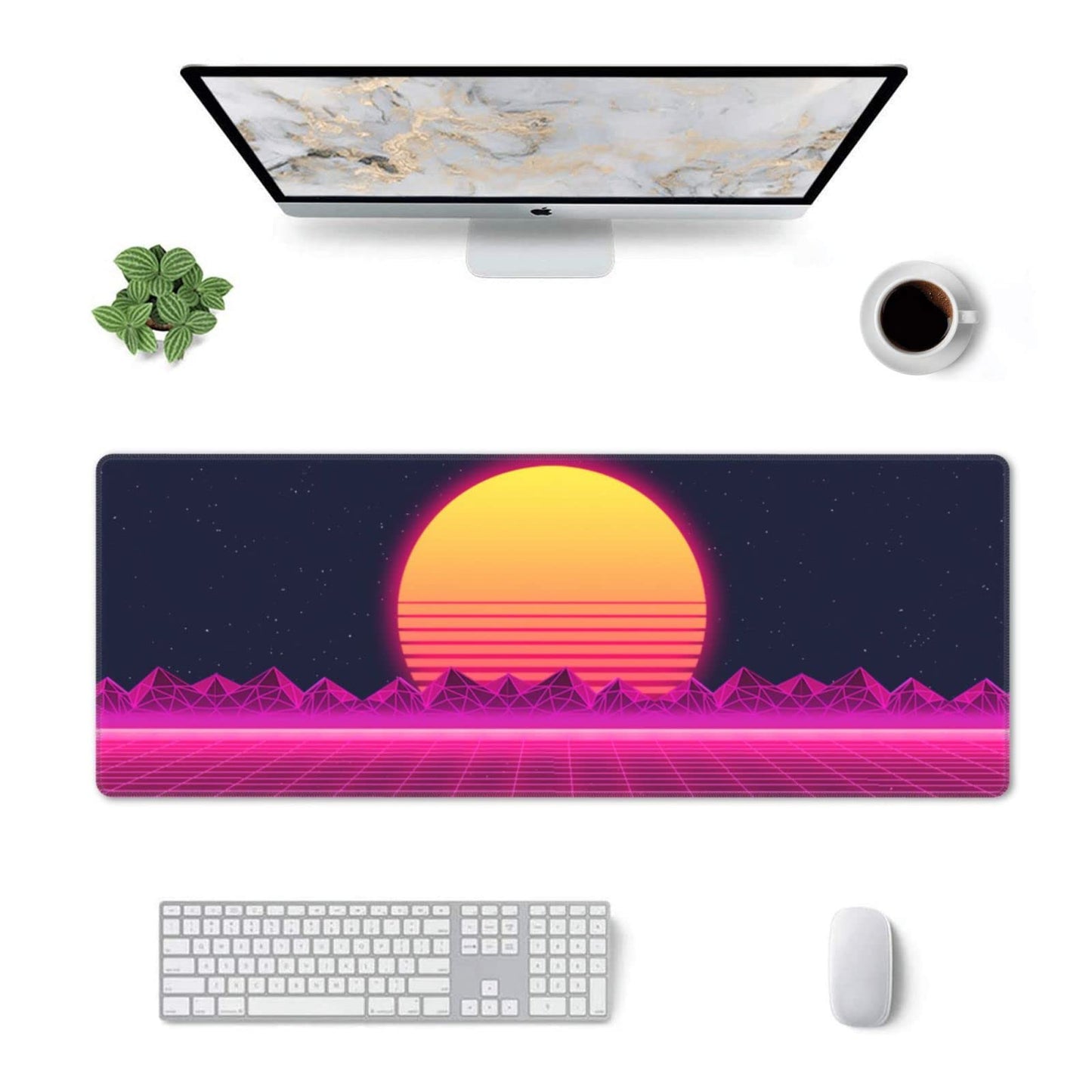 Retro Purple Cool Vaporwave Gaming Mouse Pad Large XL Desk Mat Long Extended Pads Big Mousepad for