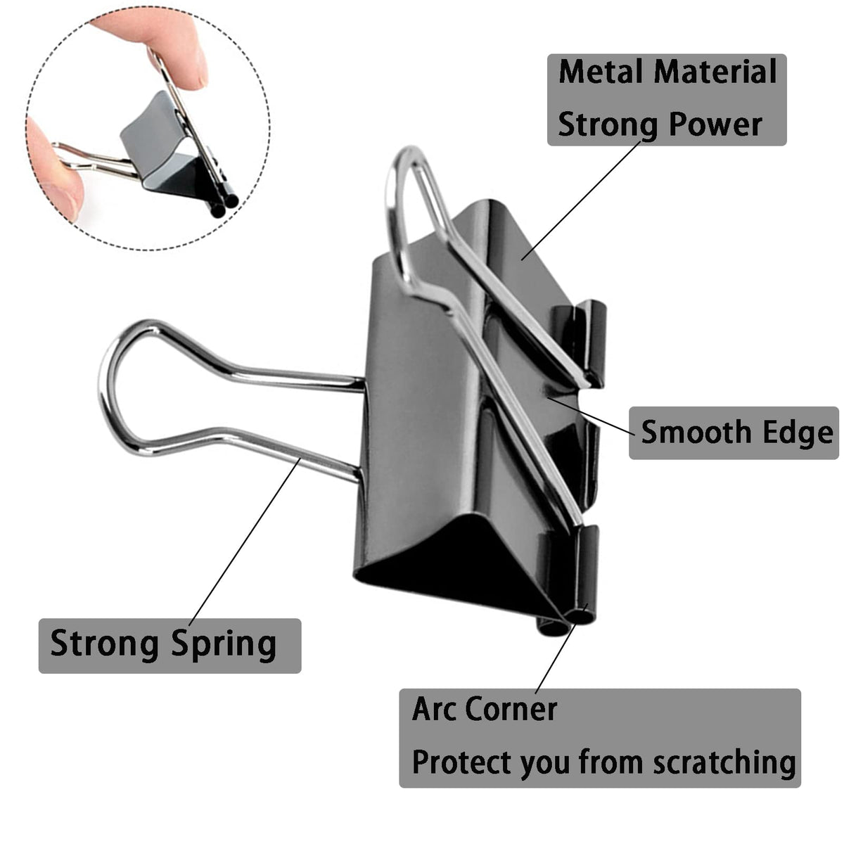 Large Binder Clips 2 Inch (60 Pack), Black