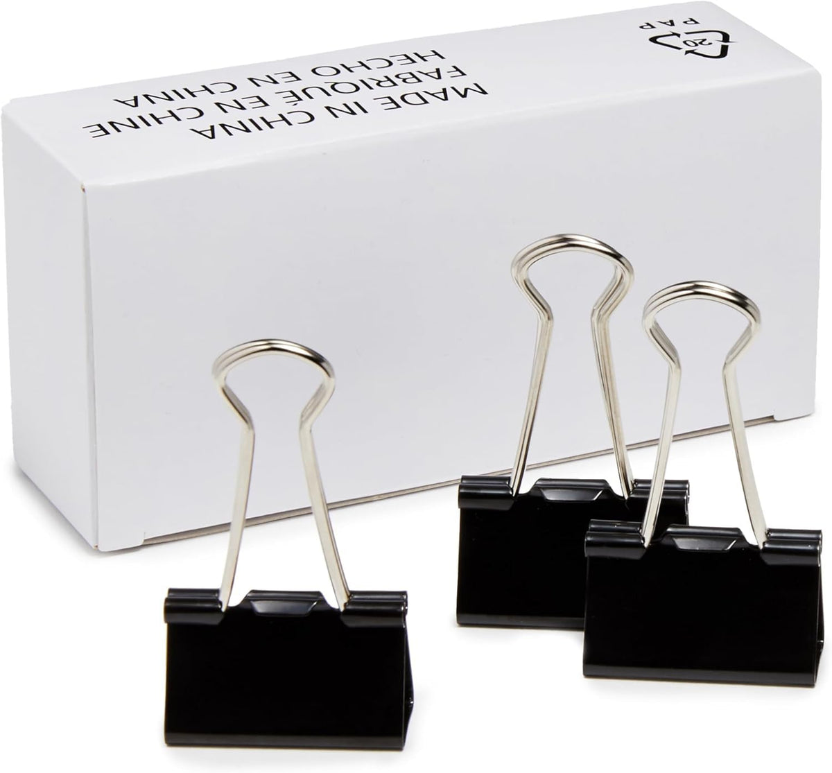 Amazon Basics Sturdy Binder Clips, Office Supplies, Medium 1.25 in, Document Organizing, Black, 96