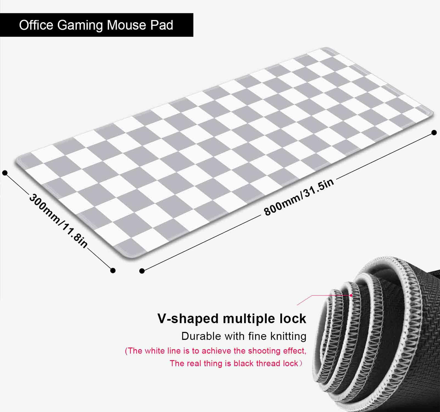 SXCKANG Grey Checkered Desk mat, Boho Gray Pattern Large Mouse Pad, Desk Protector Pad Writing Mat