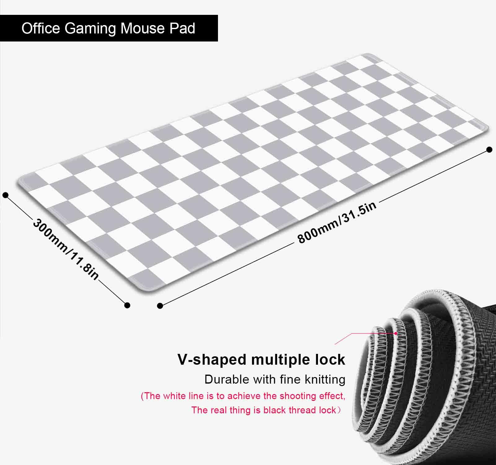 SXCKANG Grey Checkered Desk mat, Boho Gray Pattern Large Mouse Pad, Desk Protector Pad Writing Mat