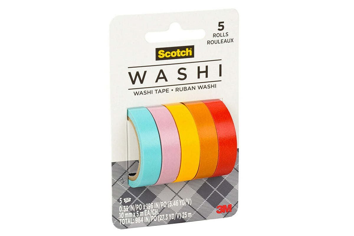 Scotch Washi Tape, Summer Design, 5 Rolls, Great for Bullet Journaling, Scrapbooking and DIY Décor