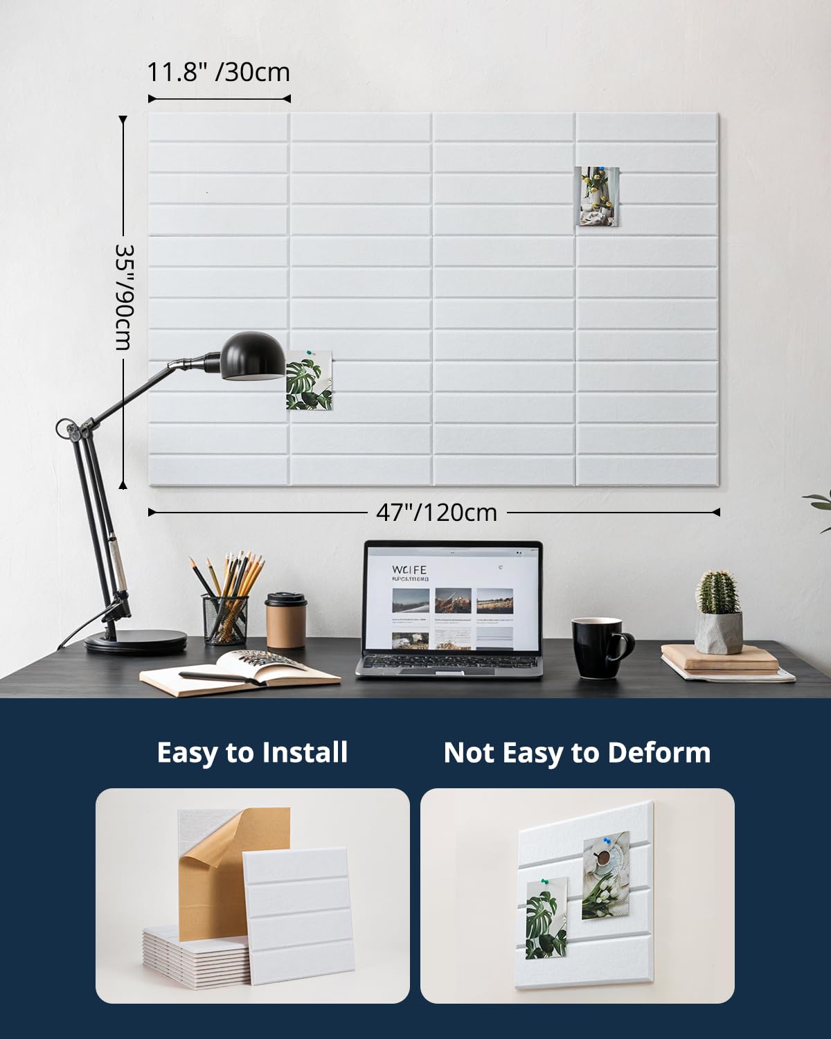 Woovio Cork Board, 48"x36" Felt Bulletin Board with Self Adhesive White