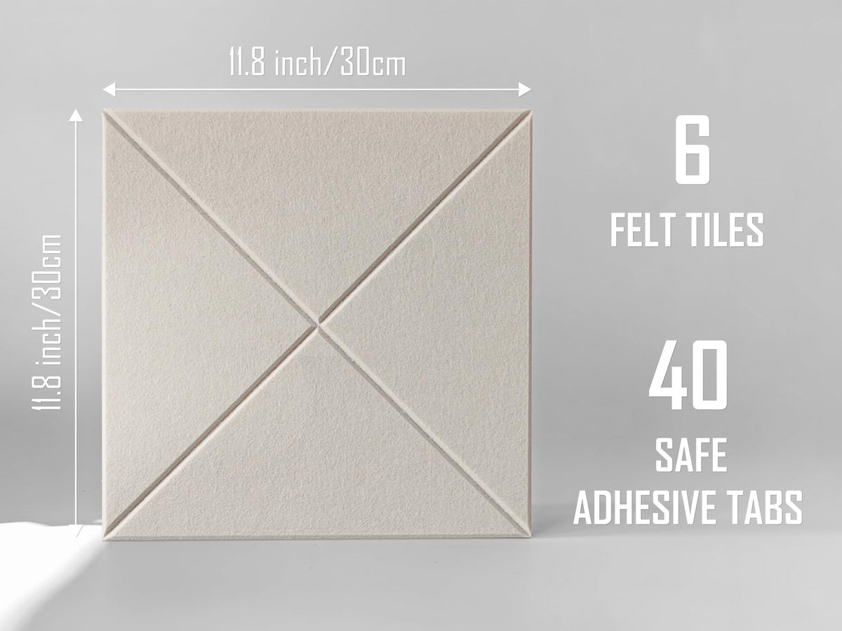 DECORITA Cork Board 24 x36 Alternative - 6 Pack Felt Wall Tiles with Safe Removable Adhesive Tabs