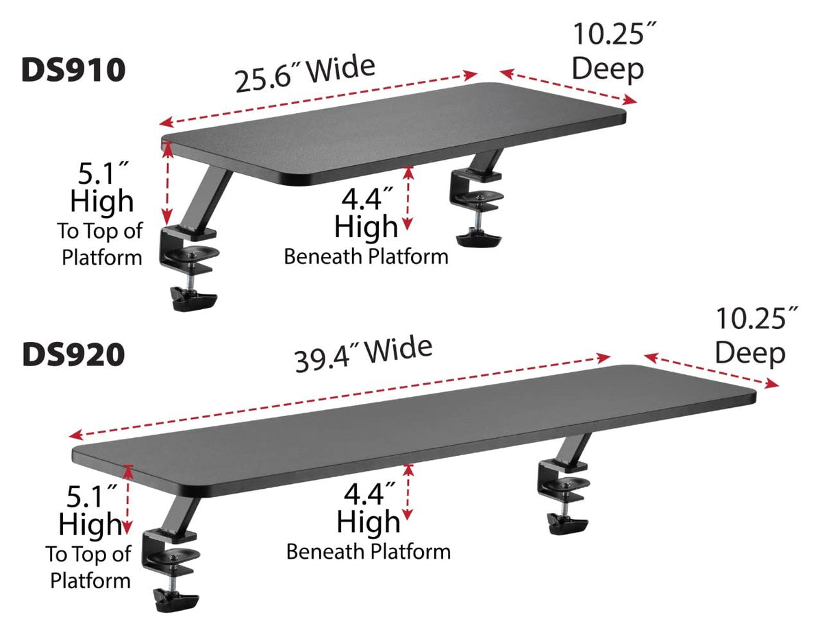 Kantek Ergonomic Mounted Computer Monitor Riser Stand, Floating Desk Shelf, Clamp On Base