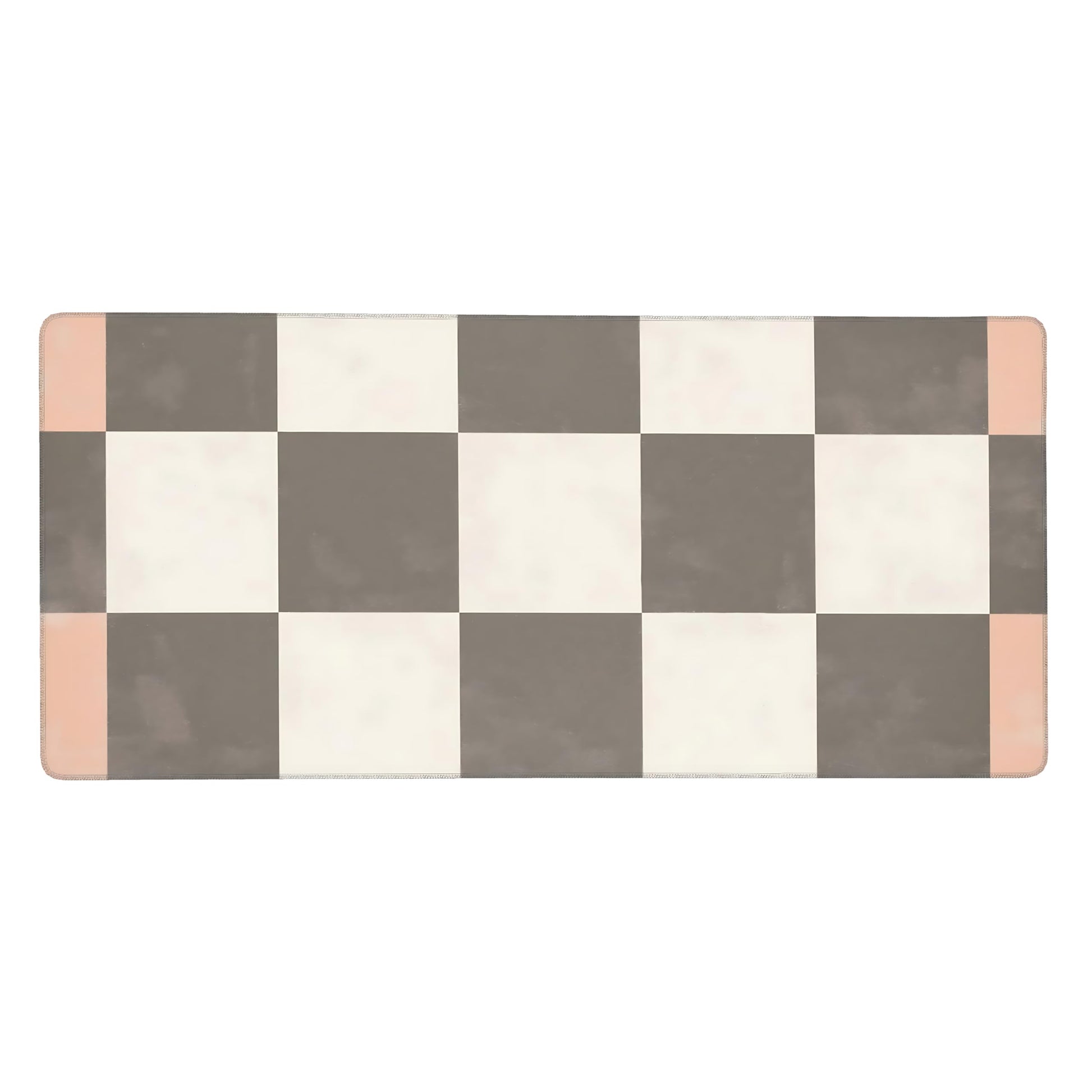 Cute Aesthetic Checkered Gaming Mouse Pad, Pastel Boho Desk Mat with Anti-Slip Base & Stitched