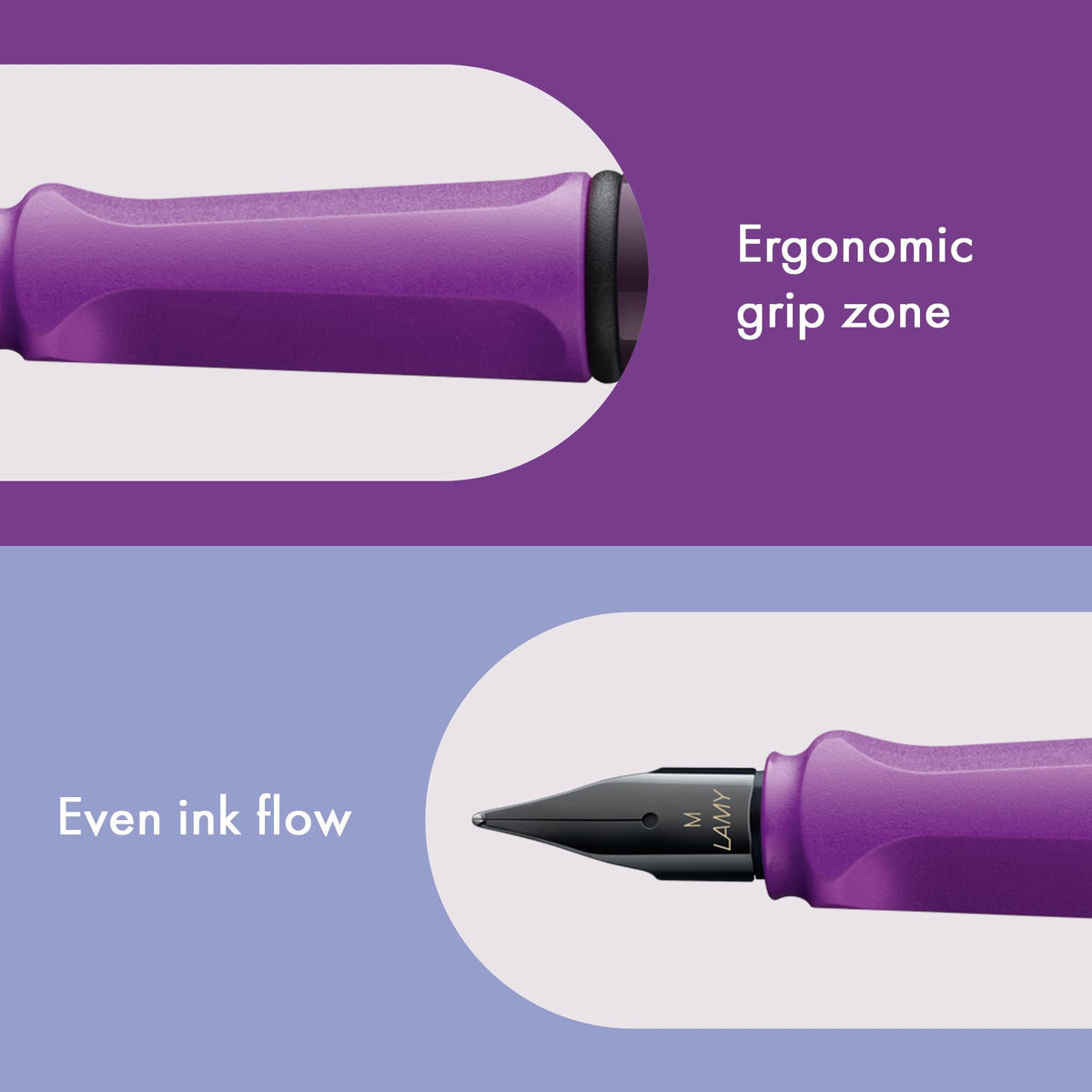 LAMY safari violet-blackberry - Fountain Pen with ergonomic grip & polished steel nib in size M