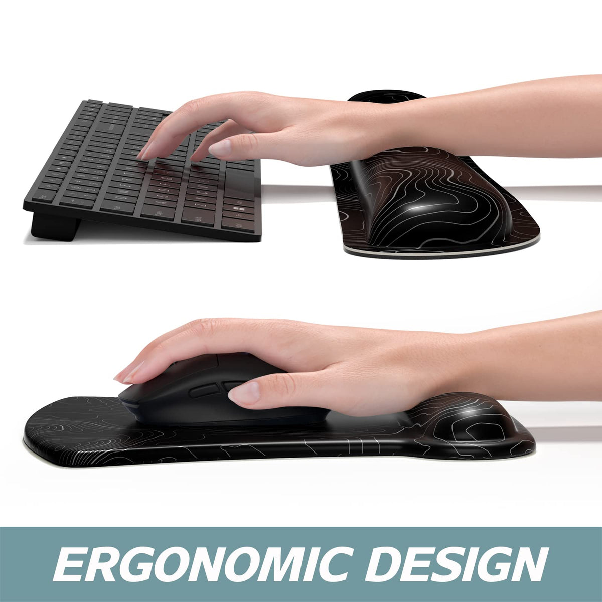 ITNRSIIET Mouse Pad Wrist Support Keyboard Wrist Rest Pad Ergonomic Mousepad Non-Slip Memory Foam