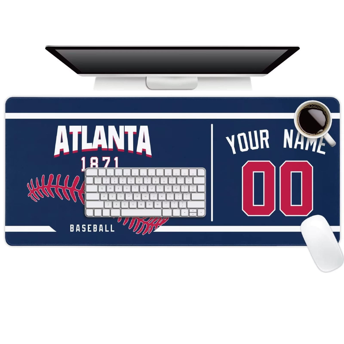 Atlanta Mouse Pad Custom Any Name and Number Personalized Desk Pad for Men Women Youth Gifts