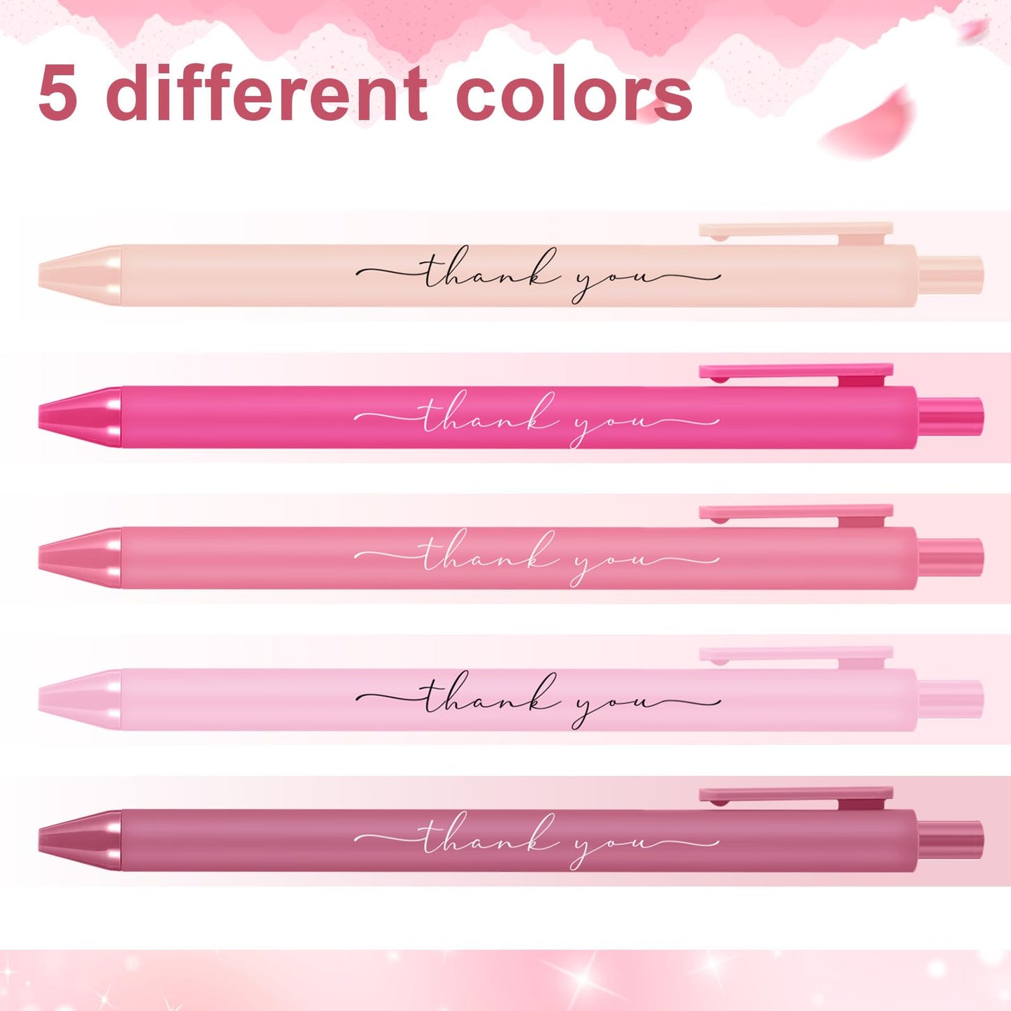 Dispowreath 50 Pcs Thank You Pen Bulk Cute Server Ballpoint, Pink