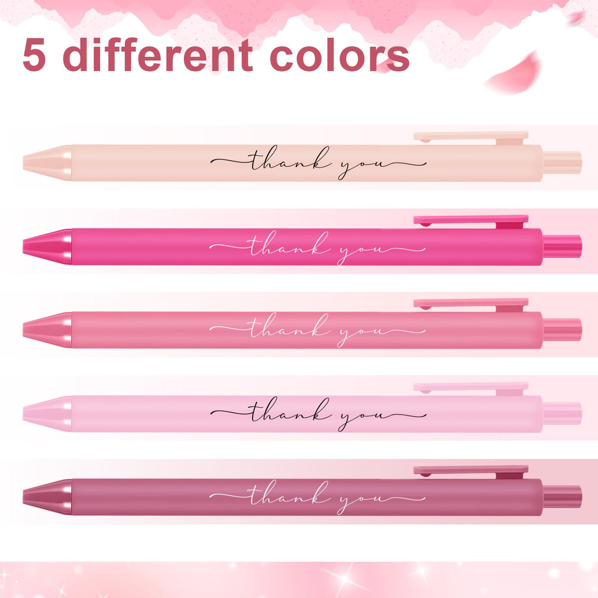 Dispowreath 100 Pcs Thank You Pen Bulk Cute Server Ballpoint, Pink