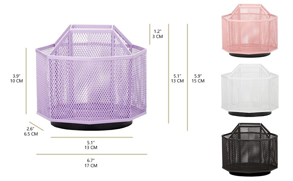 Exerz Desk Organizer 360 Rotating Pen Holder Storage Caddy Light Purple