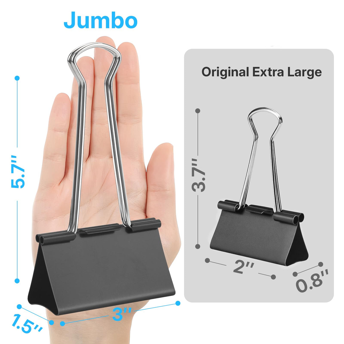 OWLKELA 18 Pcs Binder Clips, 3 Inch, Black
