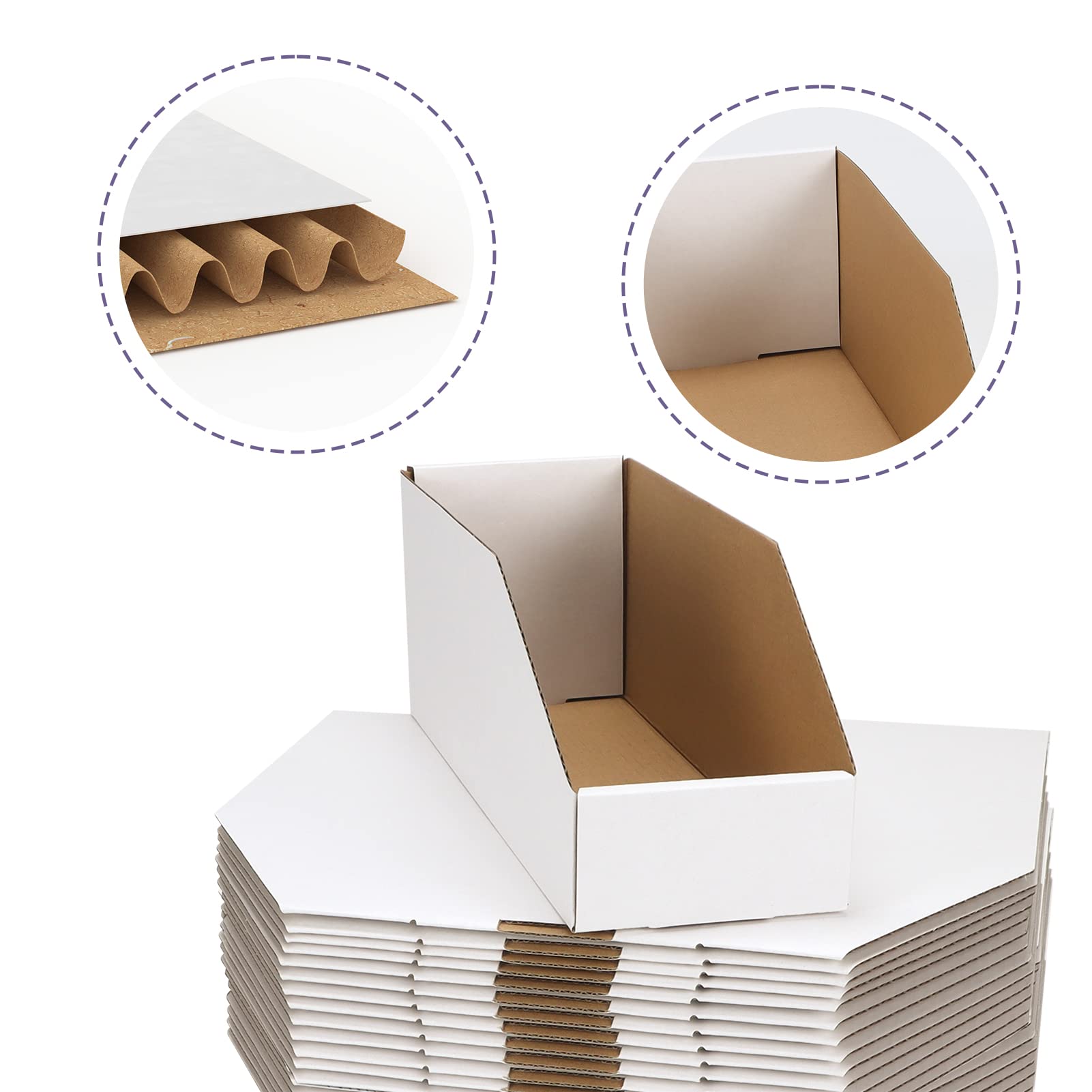 EXYGLO Cardboard Boxes, Pack of 35 Corrugated Storage Bins 12x4x4.5inch Pantry Organizer Bins for