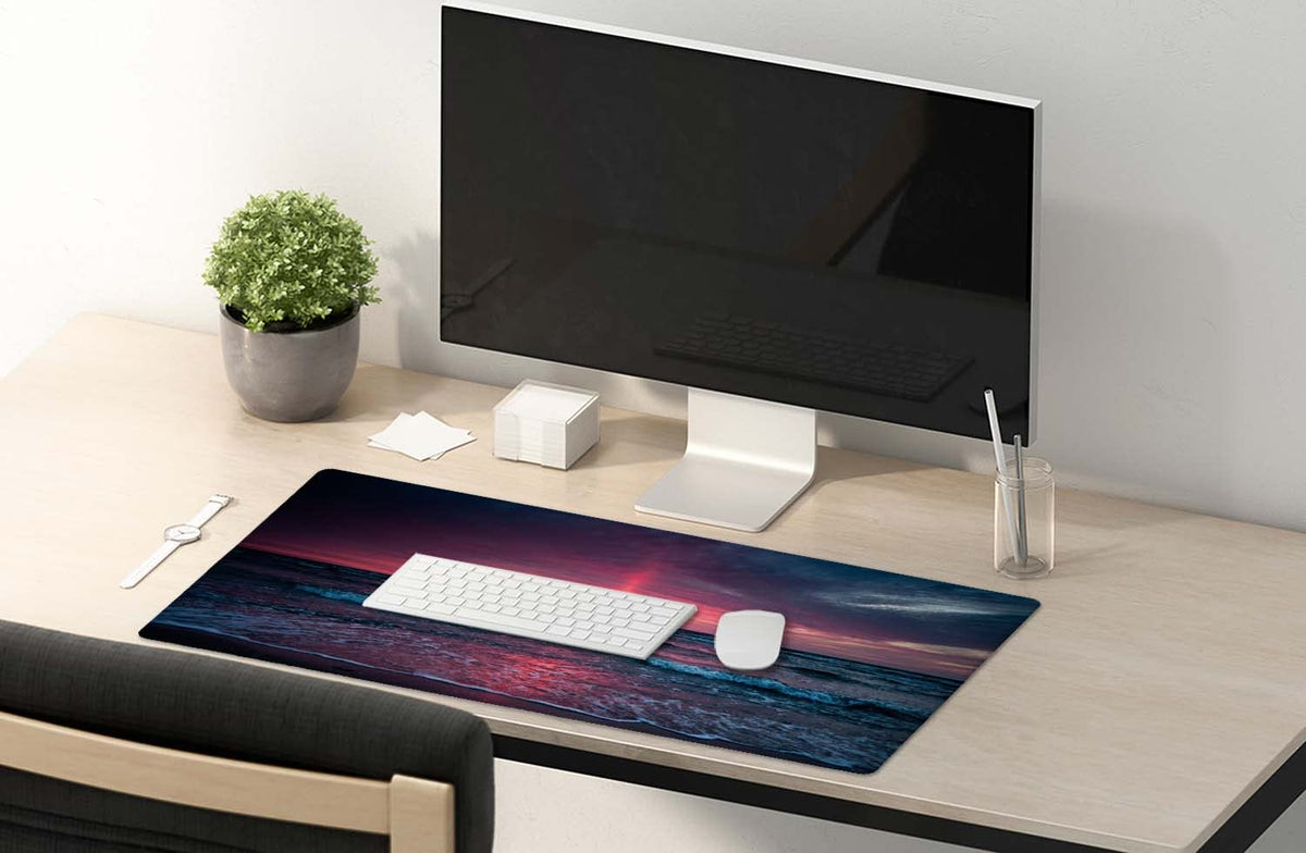 SSOIU Desk Mat, Extended Gaming Mouse Pad (35.5x15.7 in), Large Non-Slip Rubber Base Mousepad with