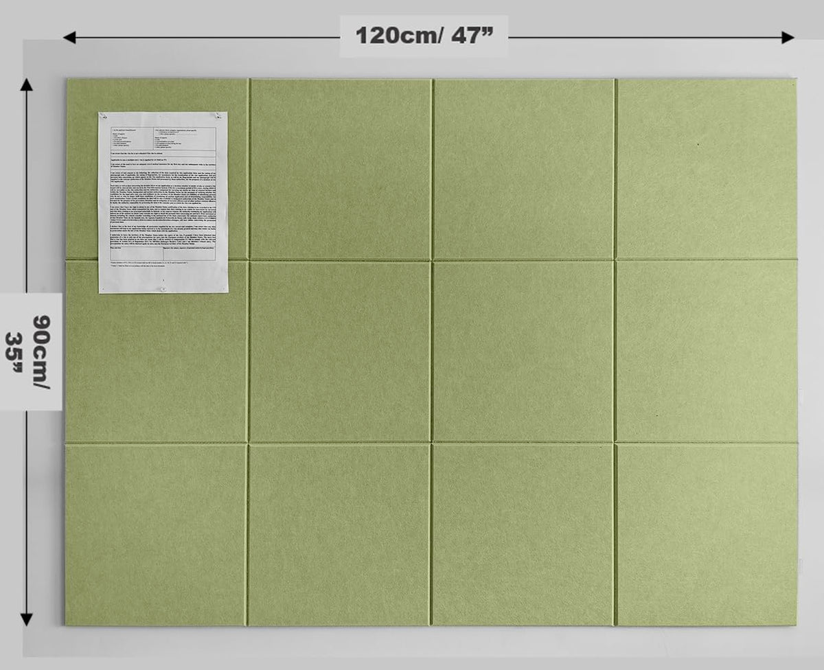 DECORITA Felt Wall Tiles | Large Cork Board Alternative | Aesthetic Felt Bulletin Board for Office