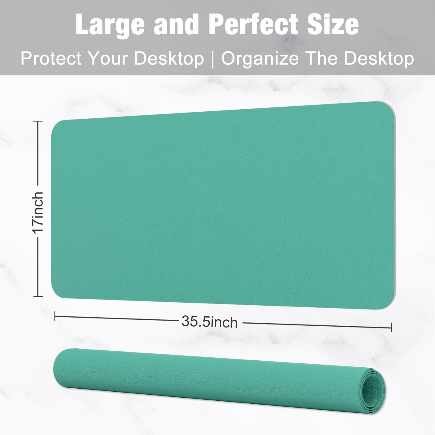Hsurbtra Desk Pad, 35.5" x 17" PU Leather Desk Mat, XXL Extended Mouse Pad, Waterproof Desktop