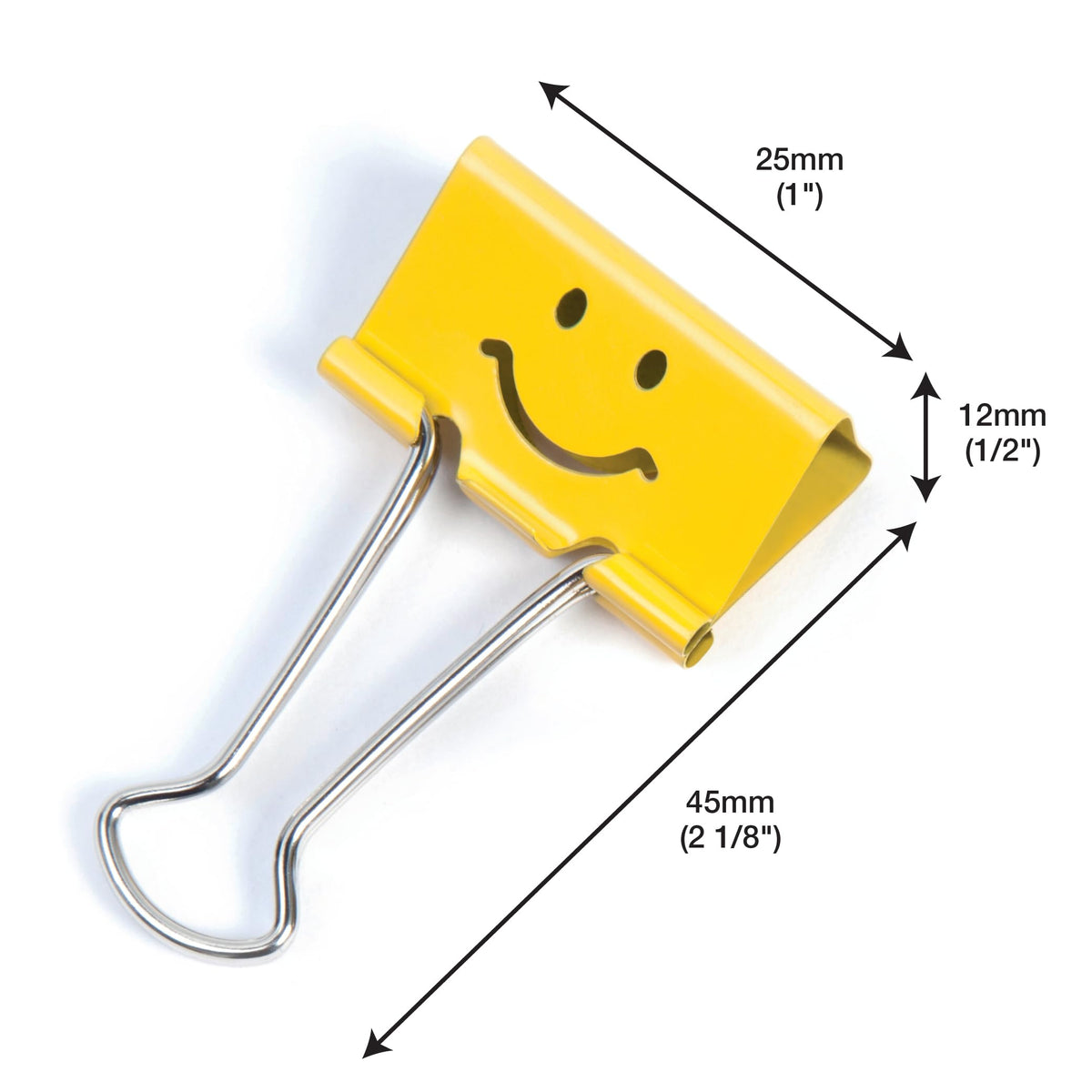 Rapesco 1427 25 mm Smiles Foldback Clips, Bright Yellow, Pack of 35