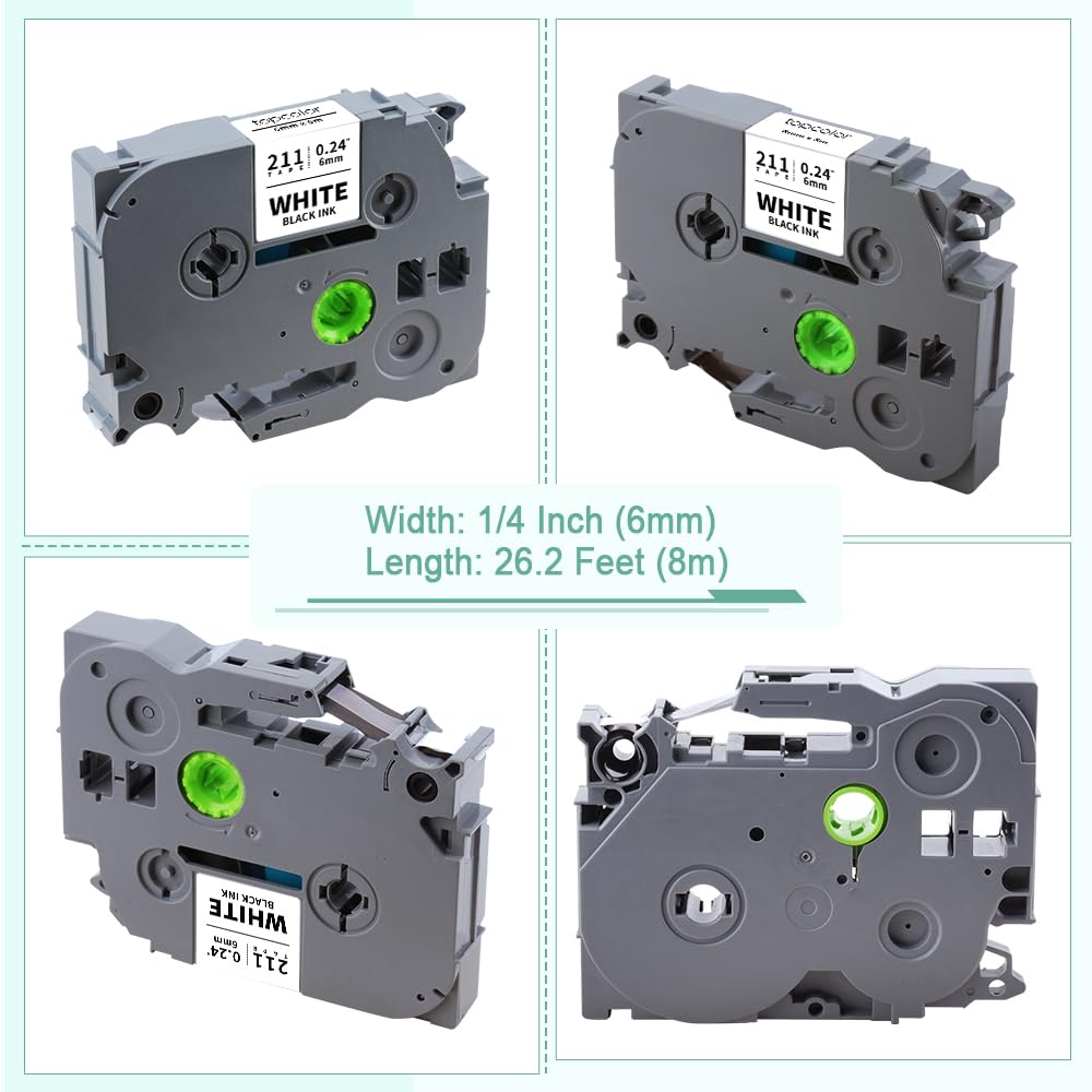 6-Pack Compatible for Brother Tze Tz Tape 6mm 0.23" Laminated Multi-Color