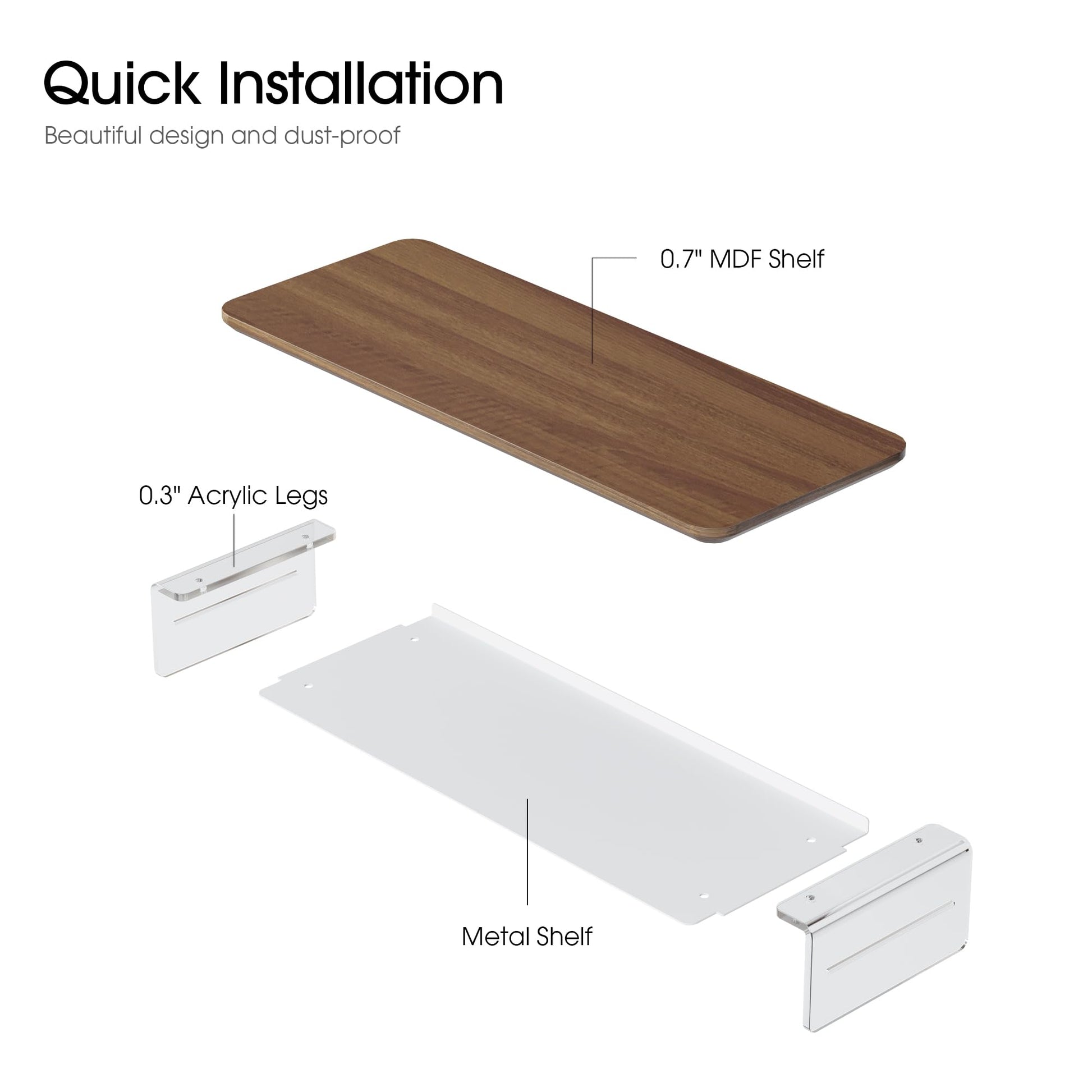 Fenge 23.6" Monitor Stand with Clear Acrylic Legs, Brown