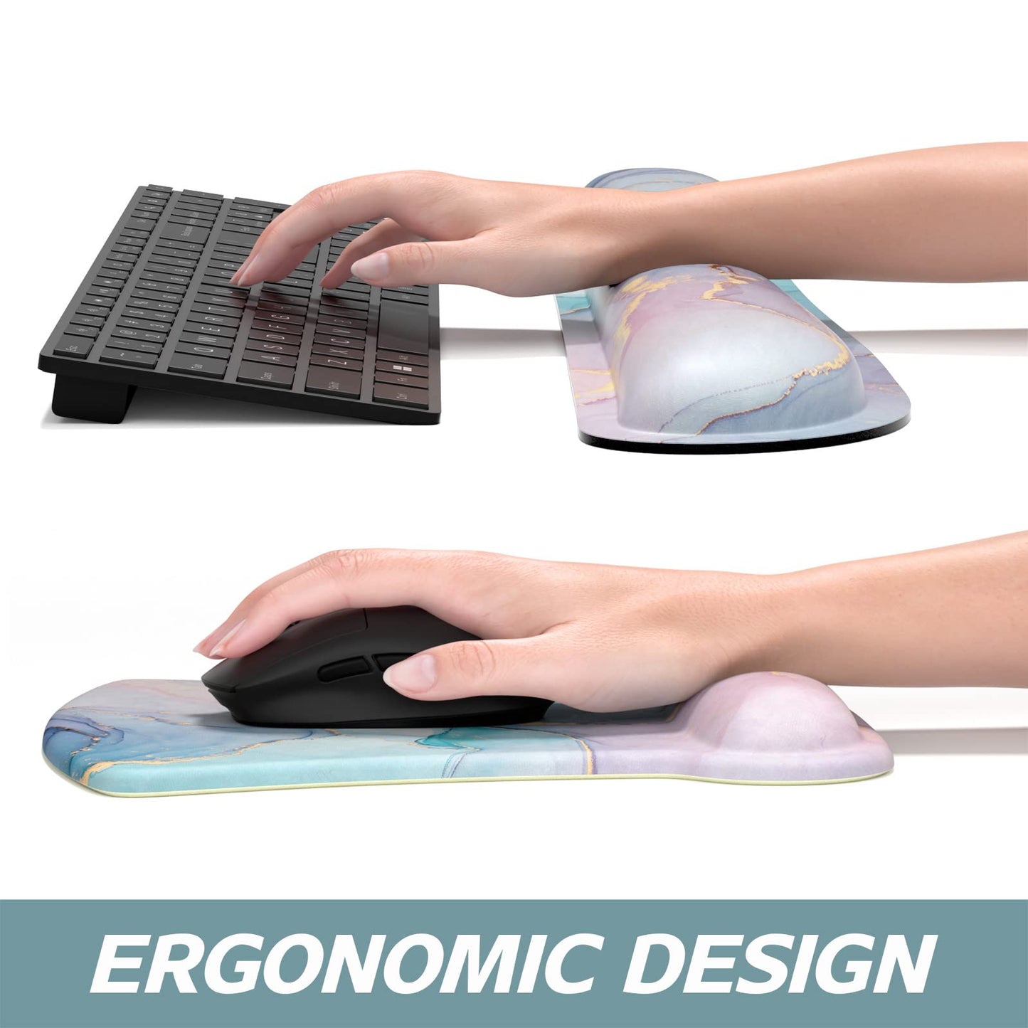 ITNRSIIET Mouse Pad Wrist Support Keyboard Wrist Rest Pad Ergonomic Mousepad Non-Slip Memory Foam