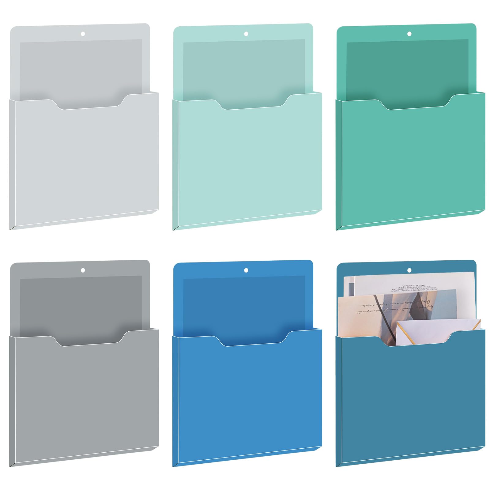 Fuutreo Magnetic Wall File Holder,6pcs,Aqua Green,Vertical-large
