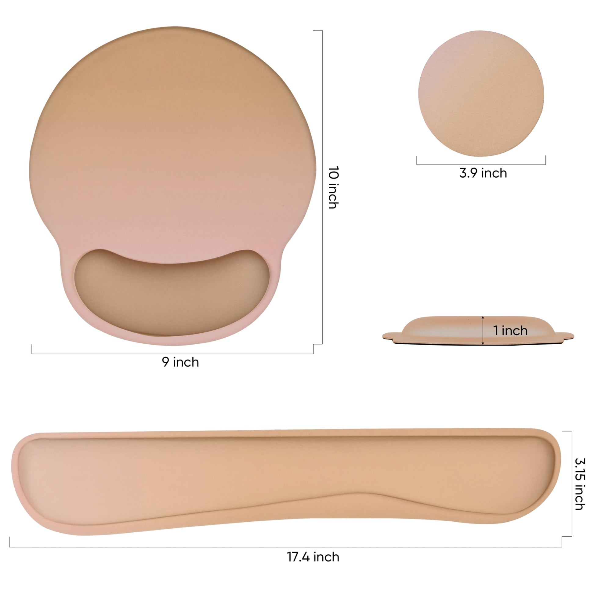 RICHEN 3 PCS Computer Mouse Pads for Desk with Coaster Set, Non-Slip Keyboard Wrist Rest and Mouse