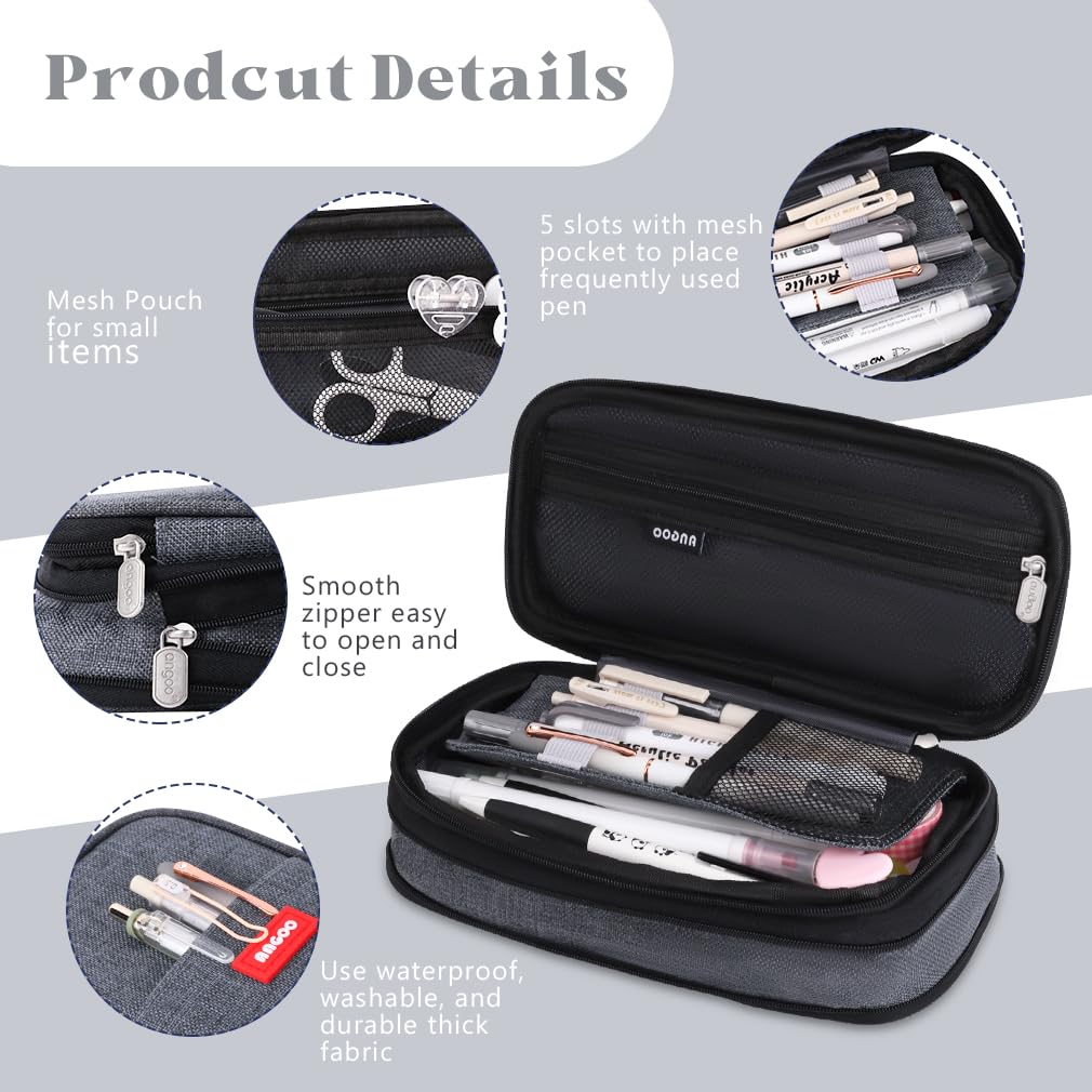 iSuperb Foldable Pencil Case Zipper Big Capacity Aesthetic Canvas Pencil Pouch Compartments