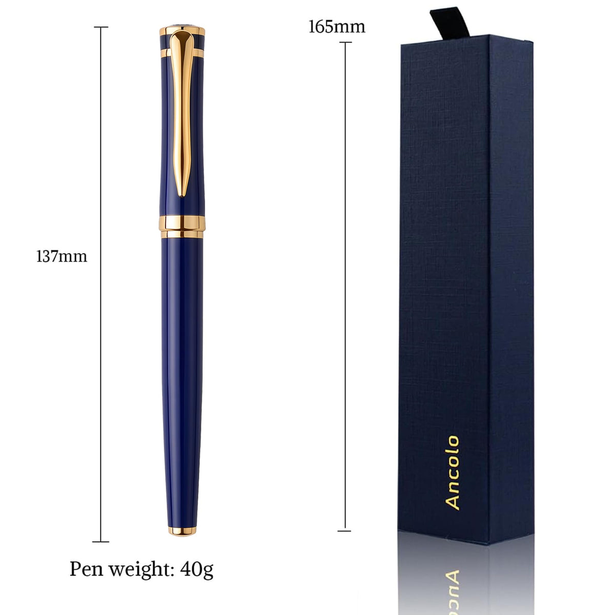 Ancolo Custom Fancy Roller Pen Set. Luxury Roller ball Pen with 2 Black Ink Refills - 0.7 mm. Nice