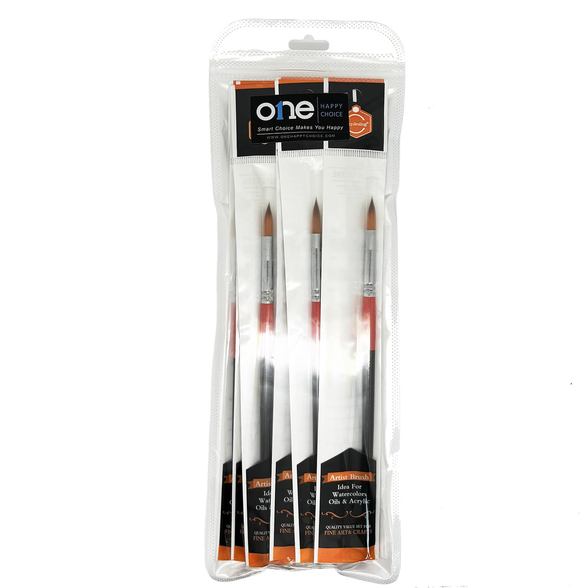 Size #6 Pointed Round Paint Brush Set of 16, Premium Taklon Synthetic Hair