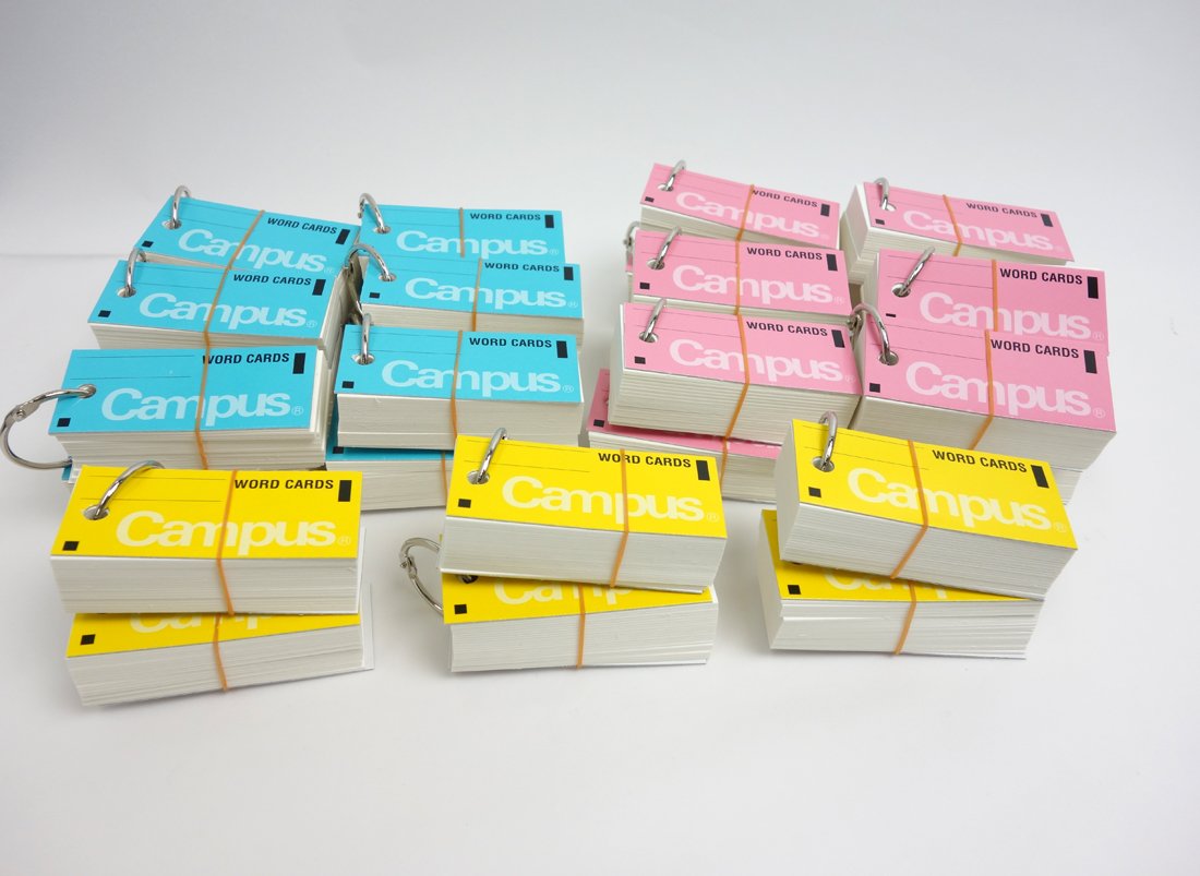 Kokuyo Campus Flash Cards with Binder Rings, Word Cards, Anki Cards, Mini Notecards, Medium Size