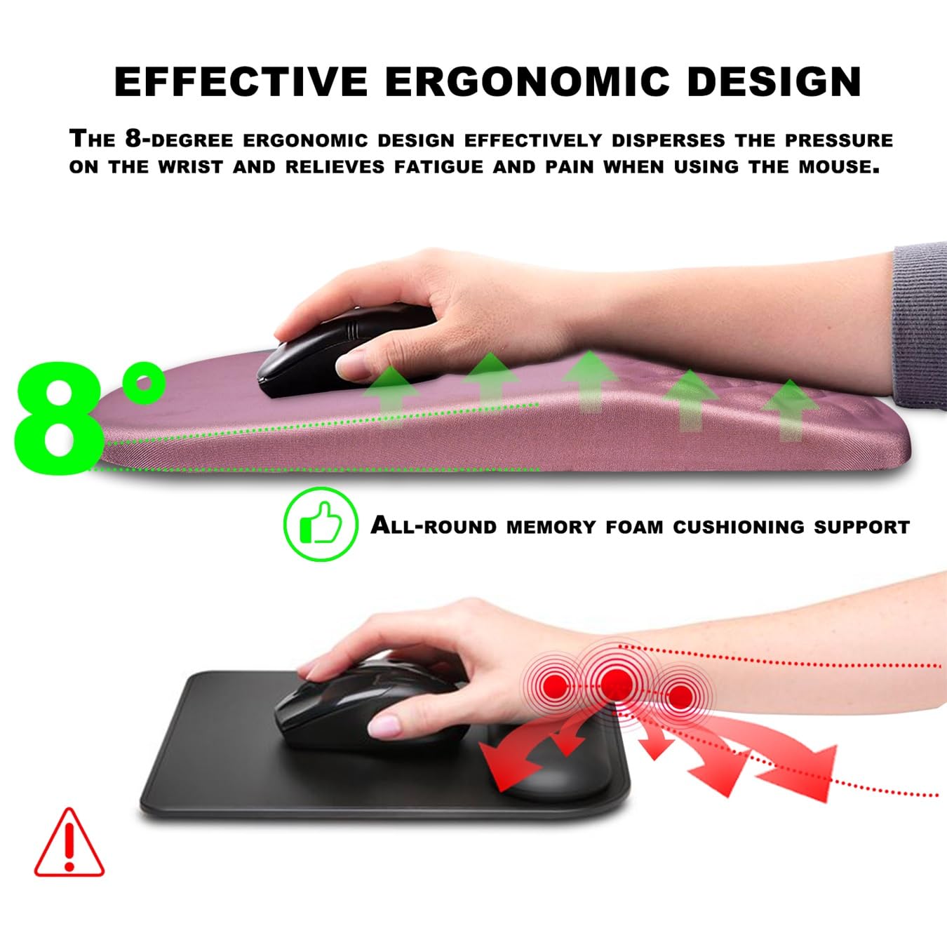 KUOSGM Mouse Pad Wrist Support, Ergonomic Mouse Pad with Massage Dot, Comfortable Computer Mouse