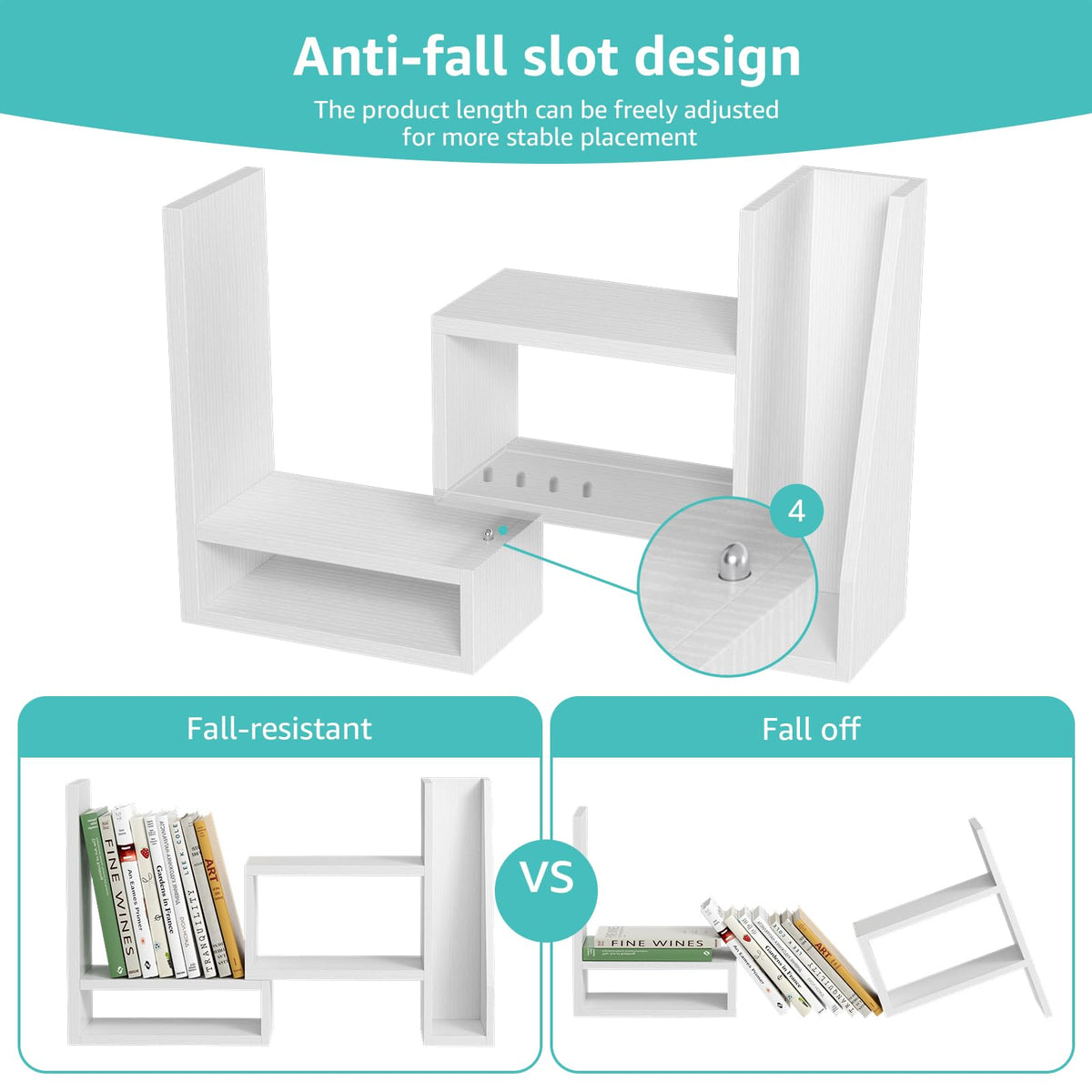 Desktop File Organizer Desk Organizer Shelf - White Office Organization Shelves for Top of Desk